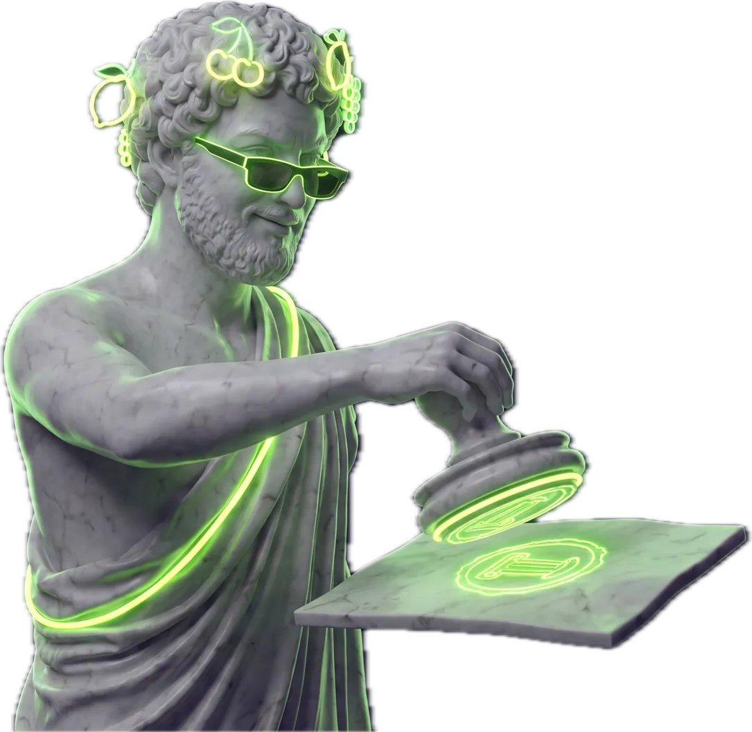 Η μασκότ σφραγίζει ένα έγγραφο πιστοποίησης